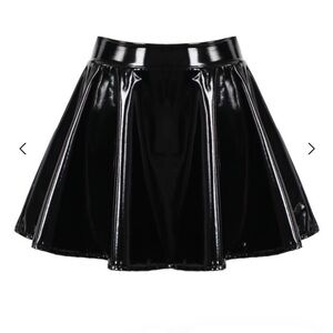 iEFiEL Womens Glossy Patent Leather Flared Skirt A-Line Mini Skirt Costume